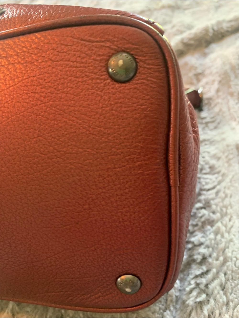 Coach Mickie Leather Grain Satchel Metallic Cherry, Excellent Condition - Picture 7 of 9